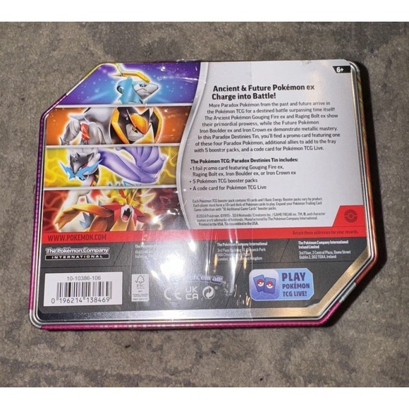 Pokemon Paradox Destinies Iron Boulder ex Tin Set New Sealed Box - Picture 2 of 4